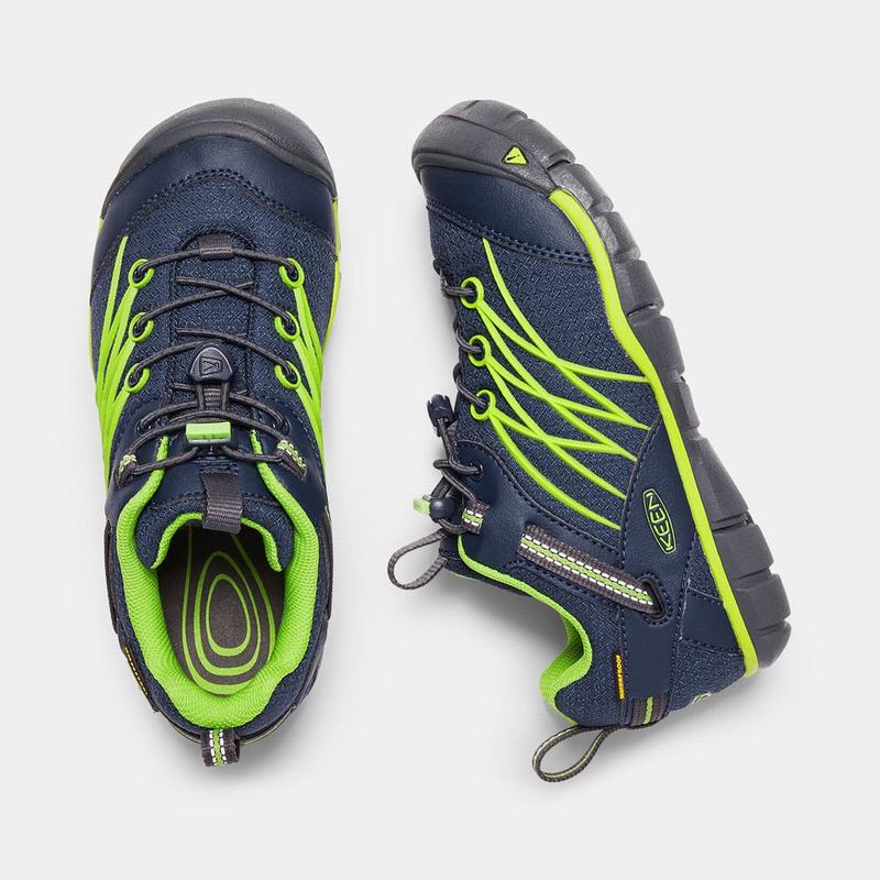 Keen Chandler Waterproof Cnx Kids Hiking Shoes Navy/Green Online NZ (2756-XMVDF)